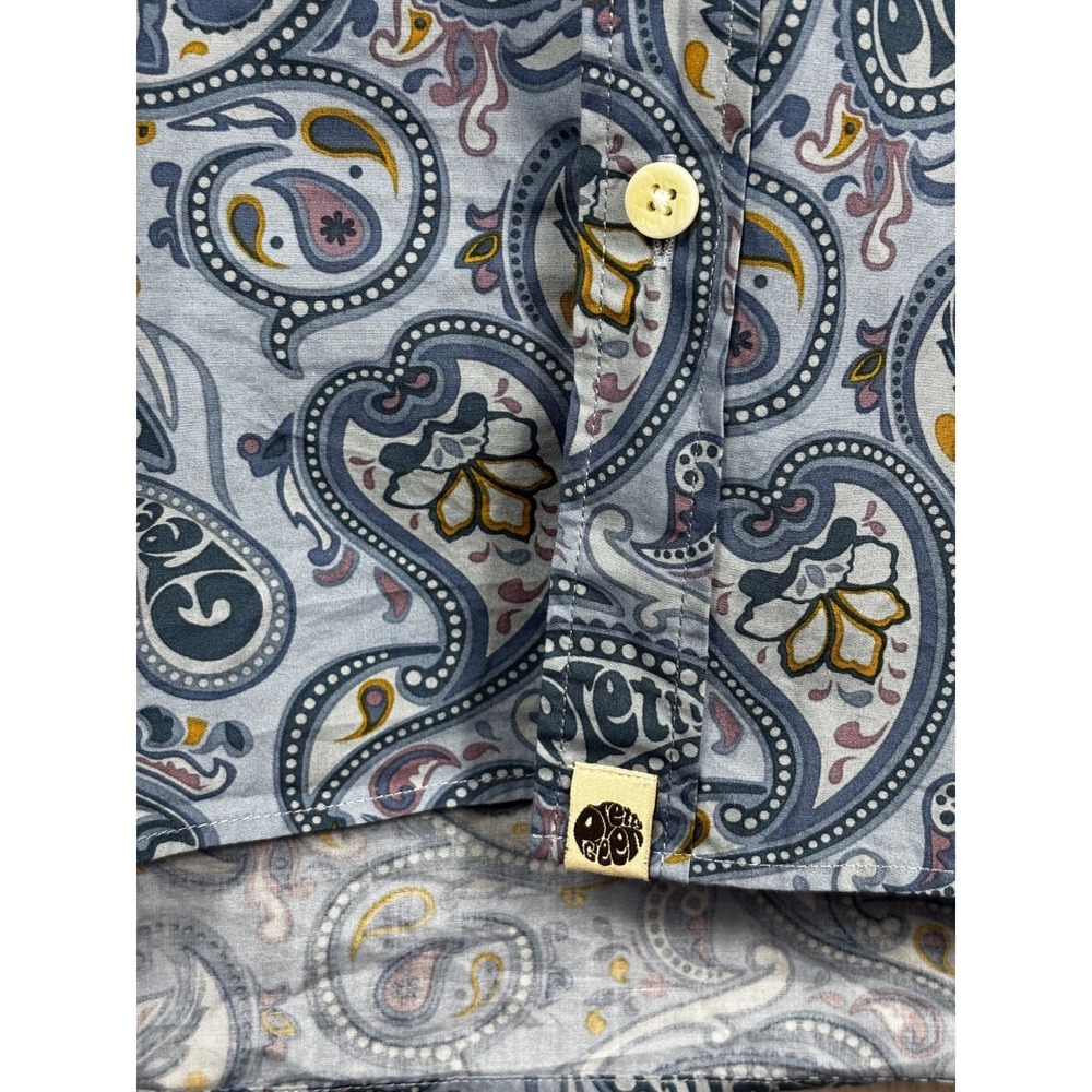 Pretty Green Paisley Shirt L Floral Slim Fit Mod Retro Britpop - Picture 9 of 11
